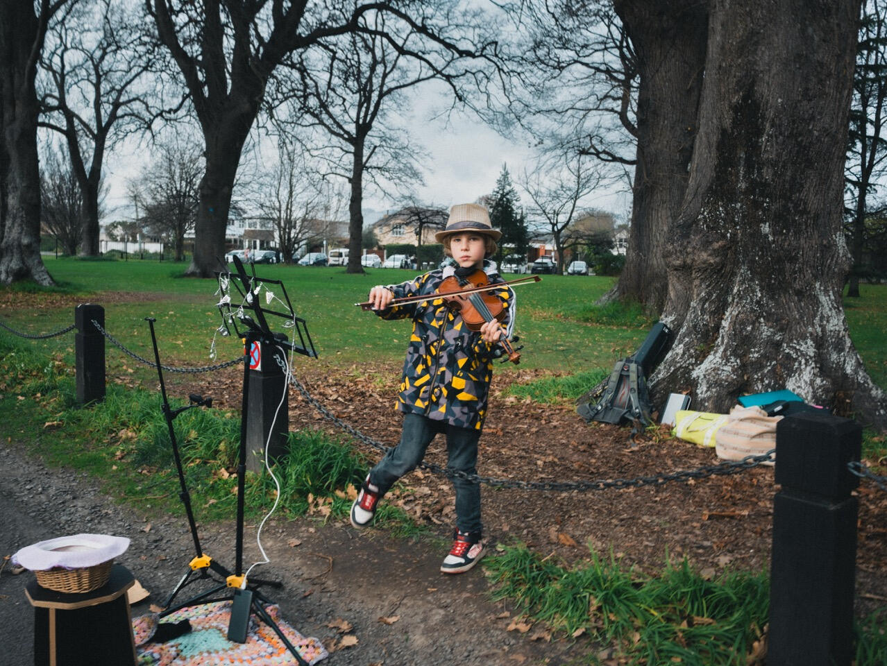 Street portrait 1, Young Busker with violin