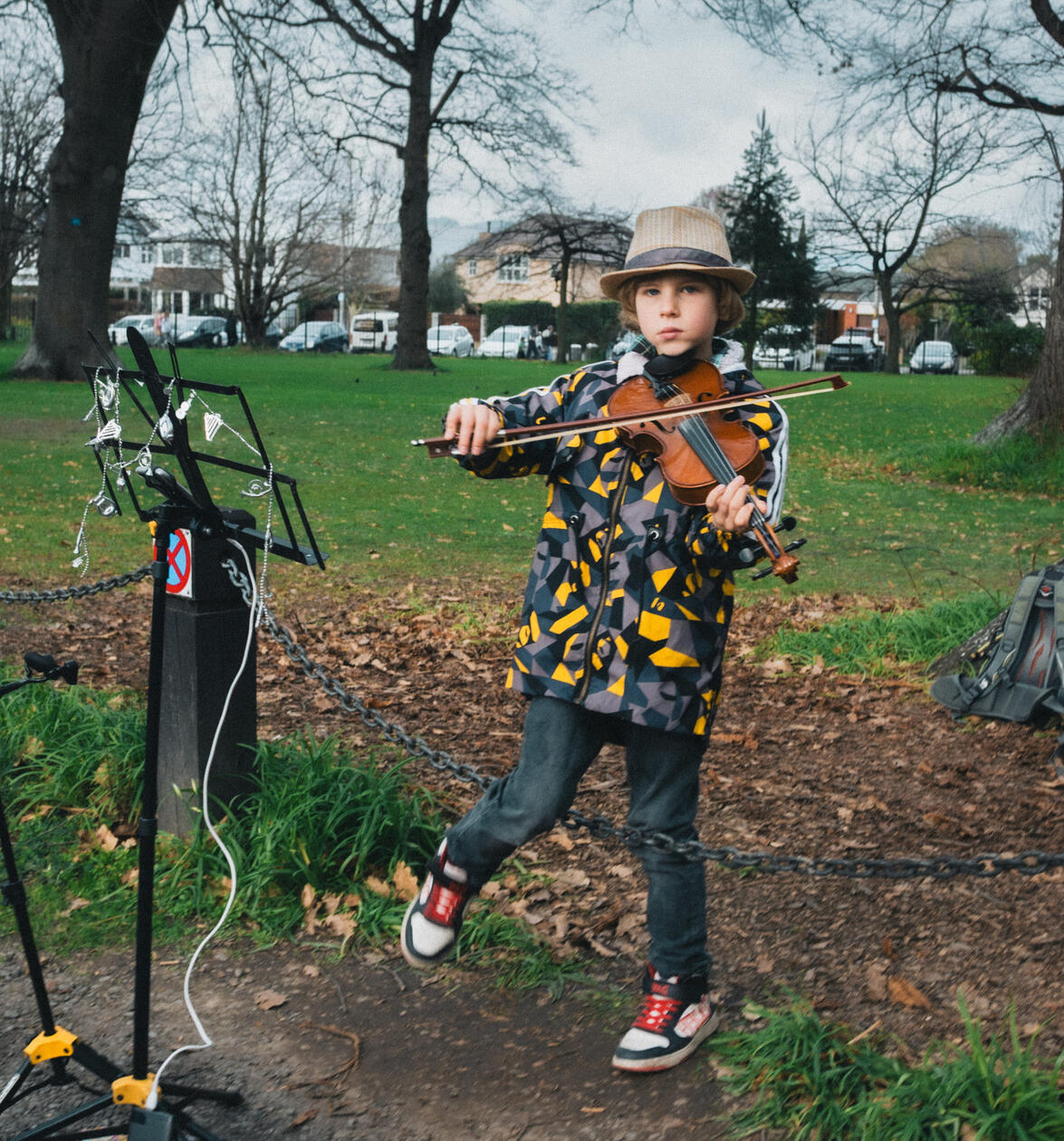Young Busker with violin